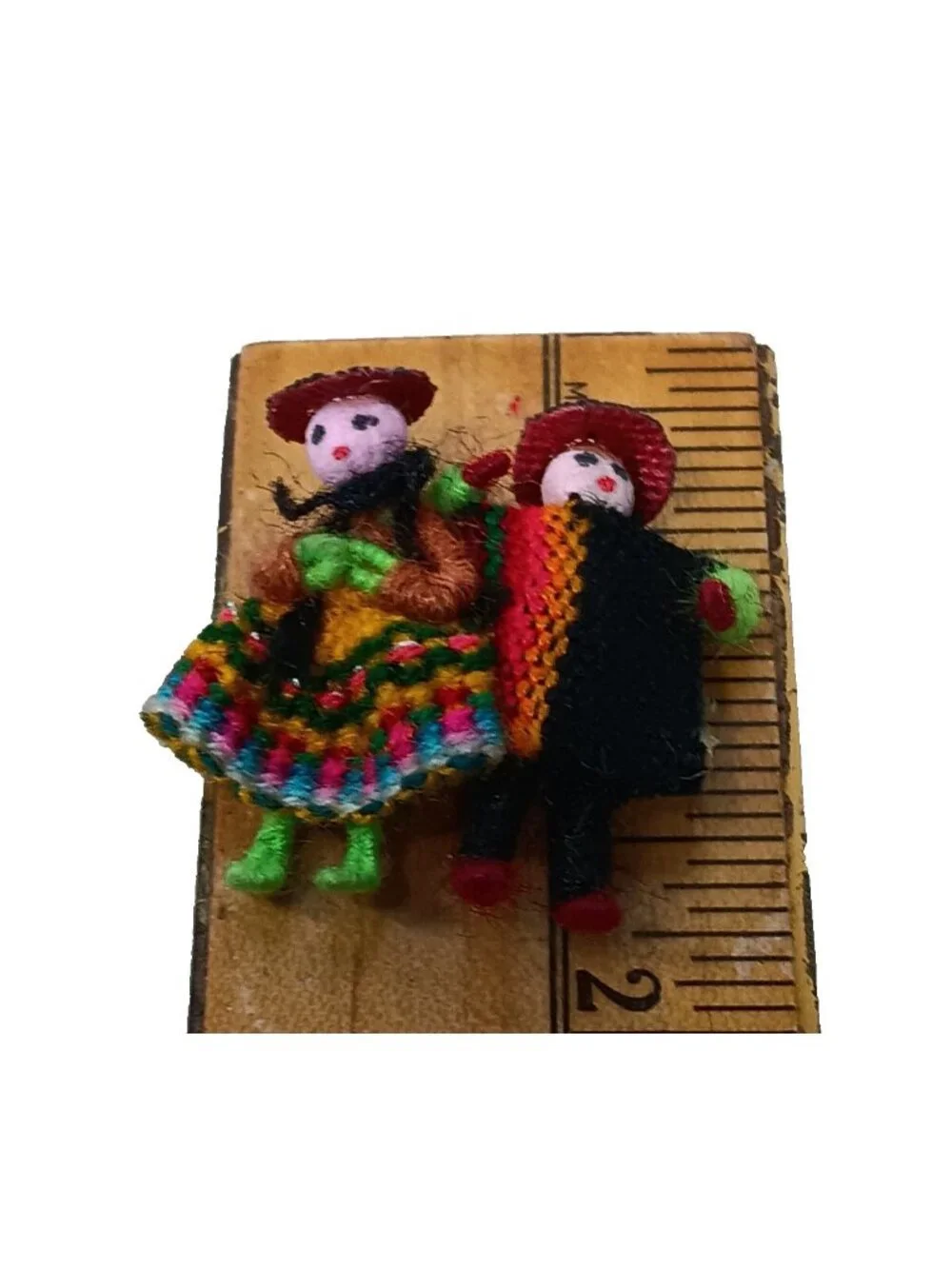 Peruvian Worry Dolls Pin Brooch tradional dress Dancing dolls Andean Folk Art